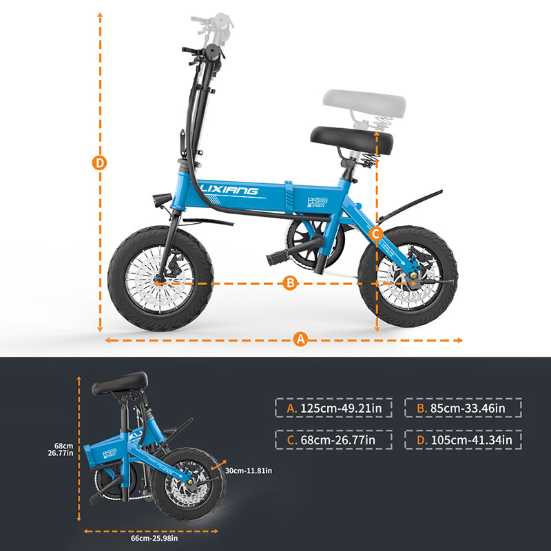 Mini Fold Electric Bicycle 14 Inch  36V 7.8ah  City EBike 240W Powerful Mountain Bike / Full Throttle Sports Car · v2